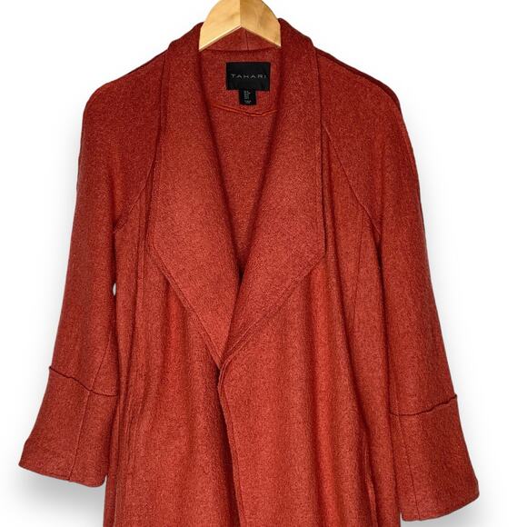 Tahari Sweater Knit Duster Long Coat Wool Blend Womens Size Small Open Front - Picture 3 of 12